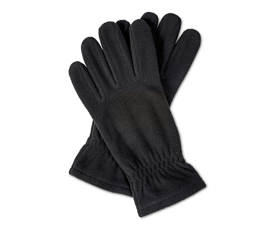 Deux gants en micropolaire noirs superposés.