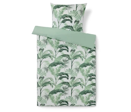 Parure de lit en renforcé avec motif de palmiers de taille standard.