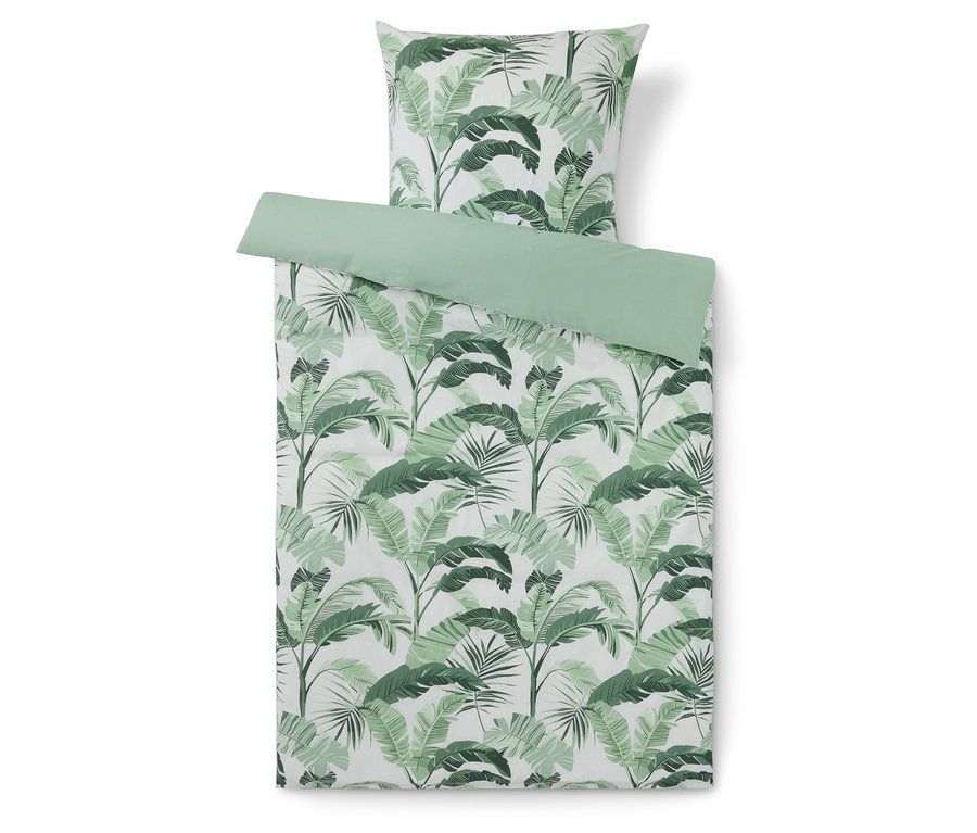 Parure de lit en renforcé avec motif de palmiers de taille standard.