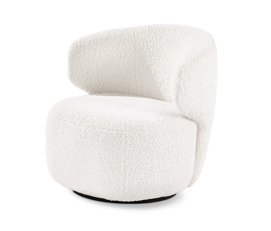 Fauteuil rotatif en tissu blanc.