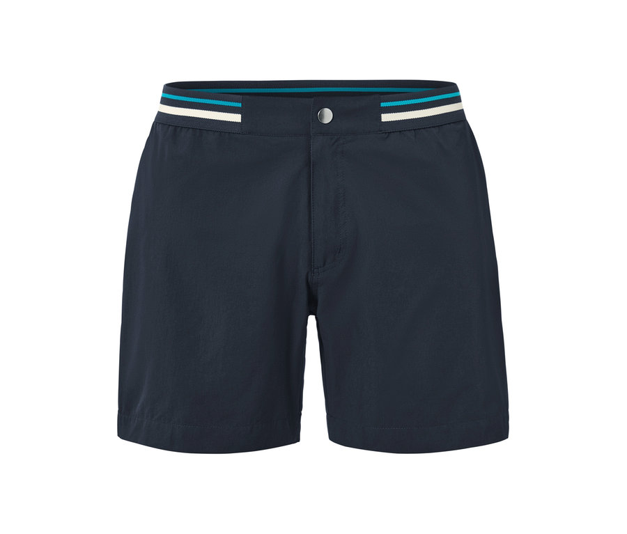 Short de bain bleu foncé.