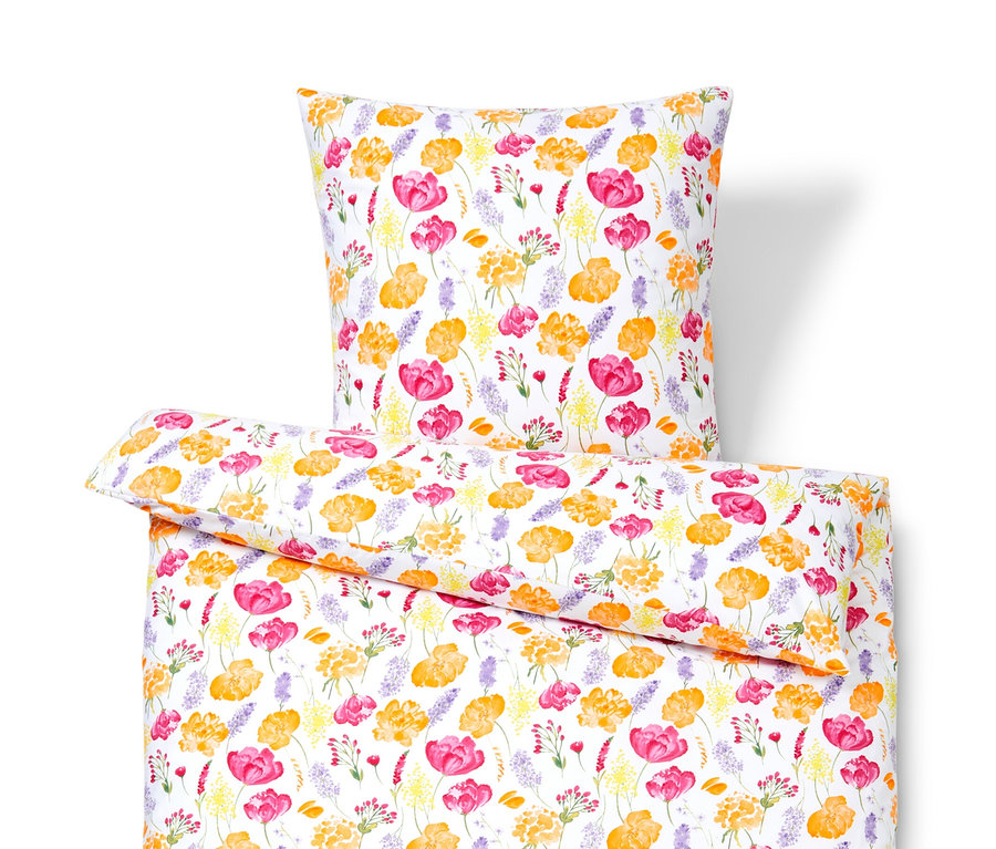 Parure de lit à motif floral en microfibre comprenant une taie d'oreiller et une housse de couette.