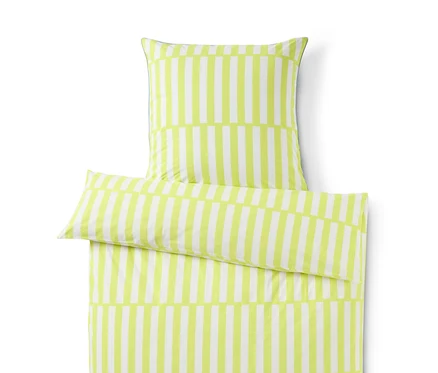 Parure de lit en renforcé rayée, lime, de taille standard.
