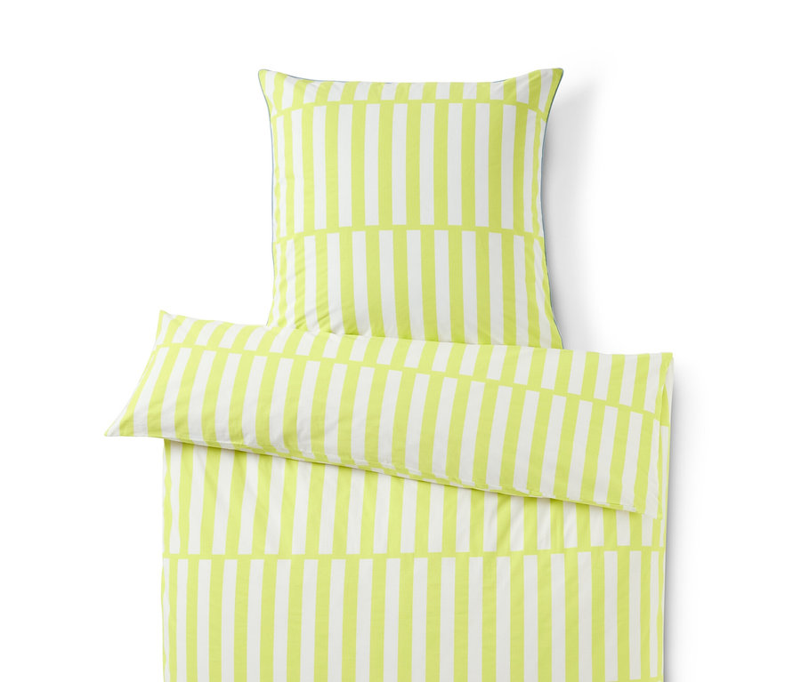 Parure de lit en renforcé rayée, lime, de taille standard.