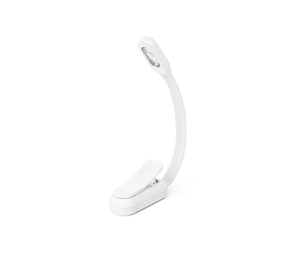 Lampe de lecture LED blanche avec clip.