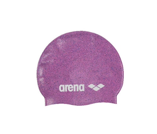 Bonnet de bain arena Junior en silicone rose.