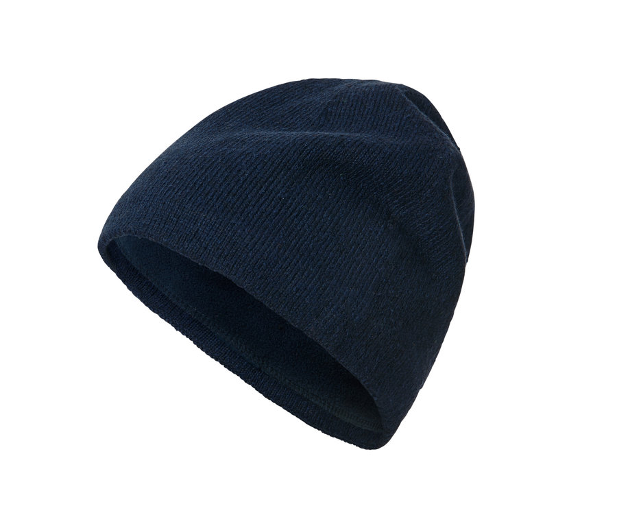 Bonnet en maille bleu.