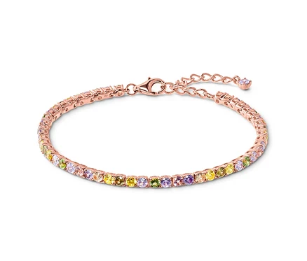 Bracelet tennis argent 925 multicolore.