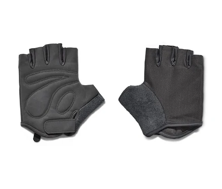 Deux gants de vélo sont posés l'un à côté de l'autre sur un fond blanc.