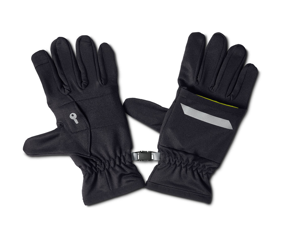 Deux gants de course 2 en 1 noirs sont posés l'un à côté de l'autre.