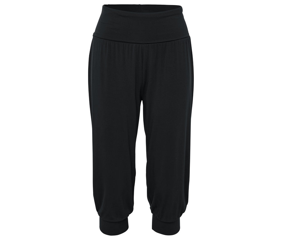 Pantalon de harem noir avec taille élastique et poignets.
