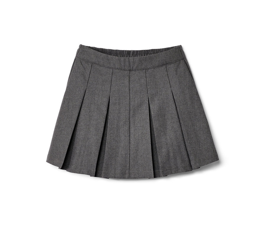 Jupe culotte enfant grise avec des plis.