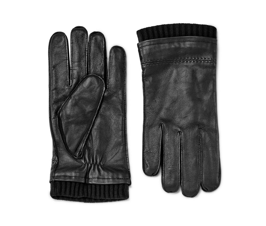 Deux gants en cuir noirs.