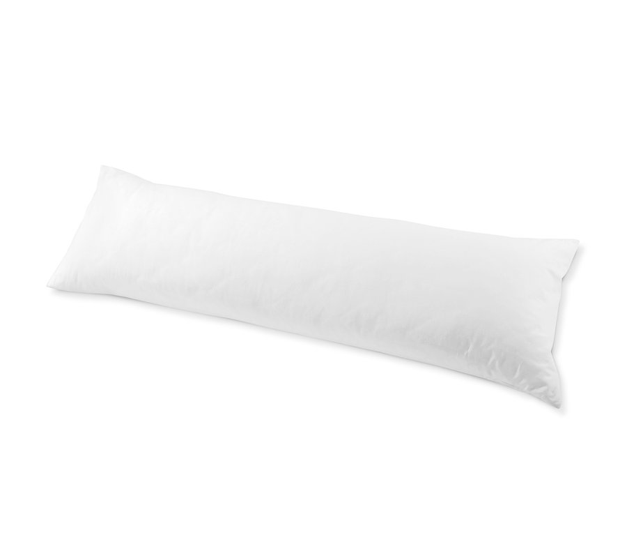 Un coussin latéral blanc repose sur un fond blanc.