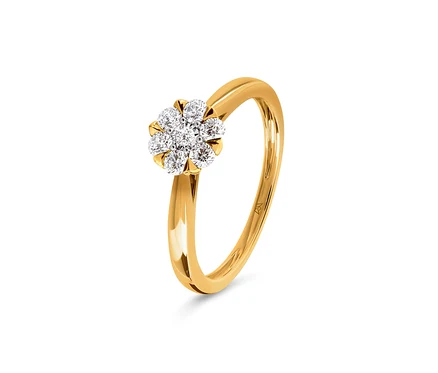 Bague en or avec un motif floral en diamants.