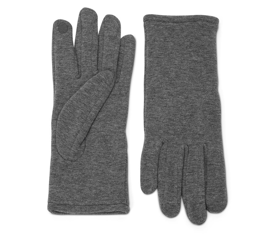 Deux gants gris sur fond blanc.