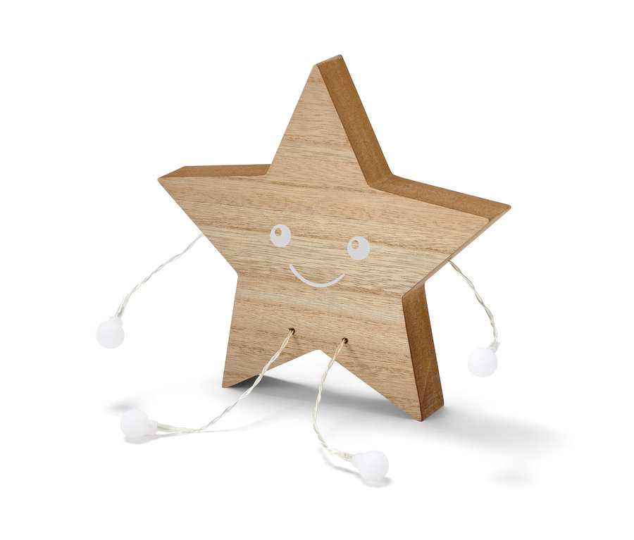 Une figurine décorative à LED « Étoile » se dresse sur un fond blanc.