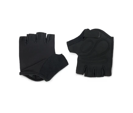 Deux gants d'entraînement noirs sur fond blanc.