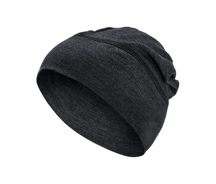 Un bonnet en mérinos gris foncé.