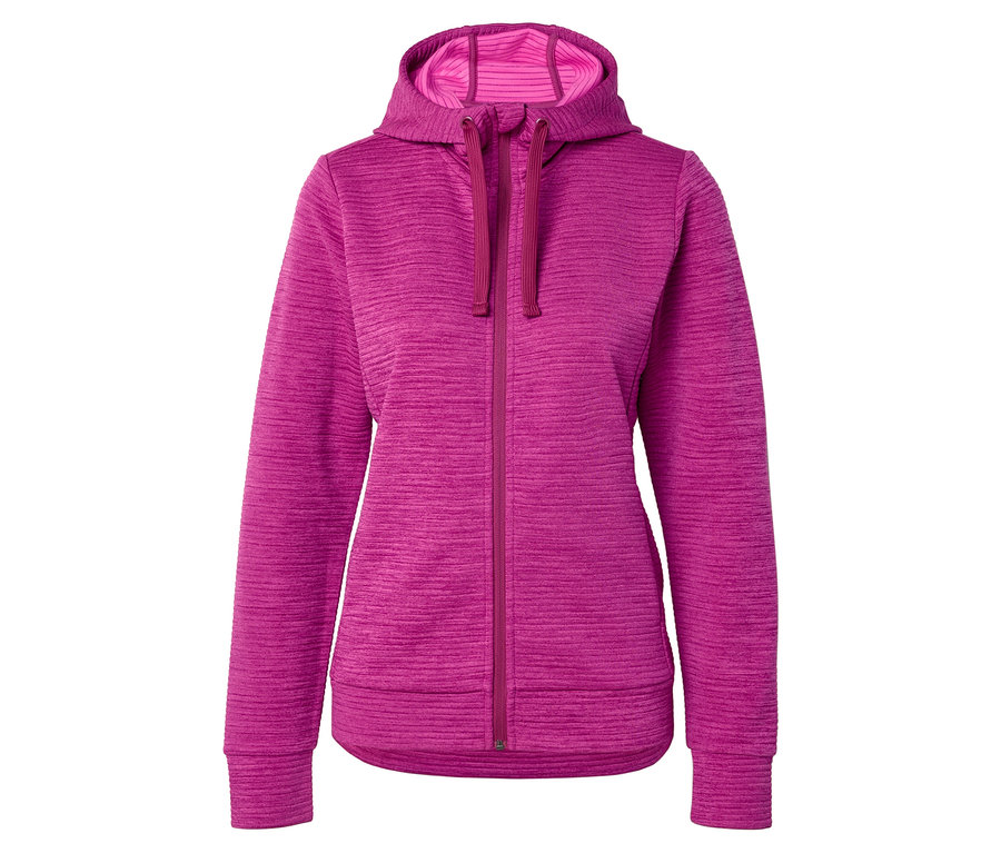 Sweat à capuche violet avec fermeture éclair intégrale.