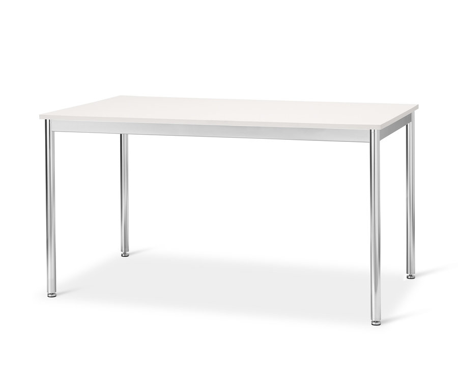 Bureau « CN3 » blanc avec pieds en métal, env. 140 x 80 cm.