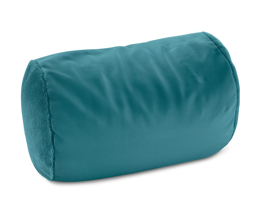 Un coussin de relaxation vert sauge sur fond blanc.