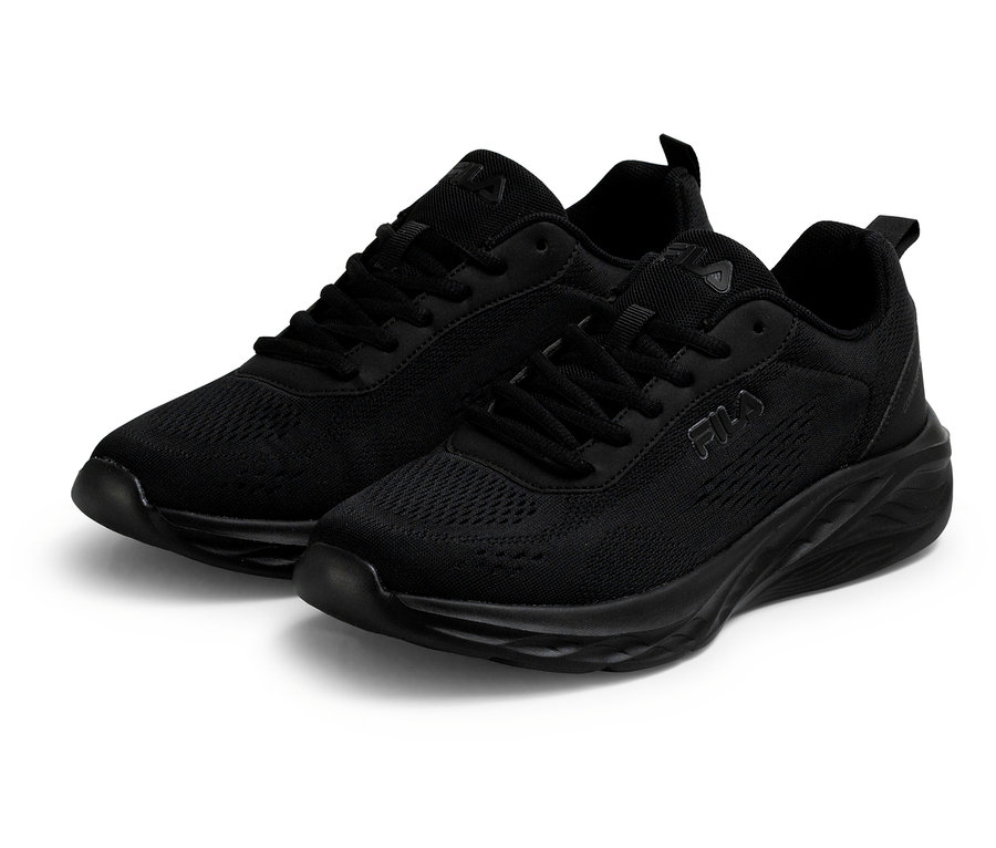 Deux sneakers FILA Specctris pour homme, de couleur noire, sont placés côte à côte.