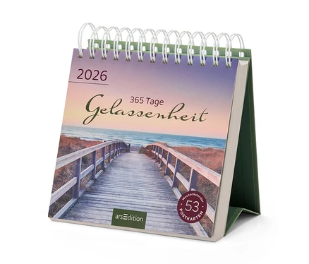 Calendrier de table 2026 – 365 jours de sérénité avec une image d'un chemin vers la mer.