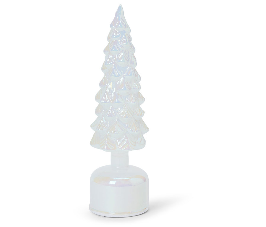 Décoration de Noël blanche en verre en forme d'arbre.