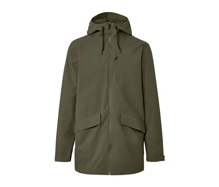 Veste d'extérieur olive zippée avec capuche.