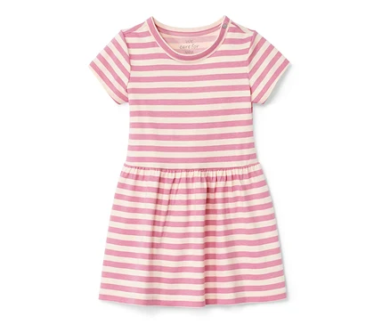 Robe en jersey rayée pour bébé avec manches courtes.