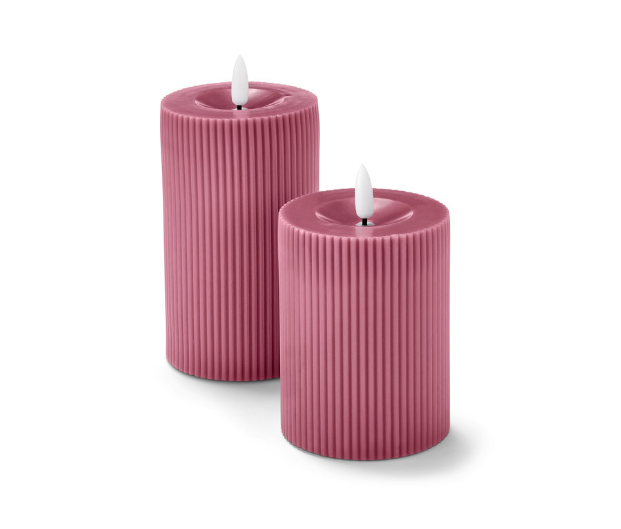 Deux bougies à LED en cire véritable, rose.