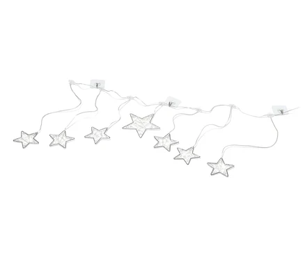 Un rideau lumineux LED en forme d'étoiles est visible.
