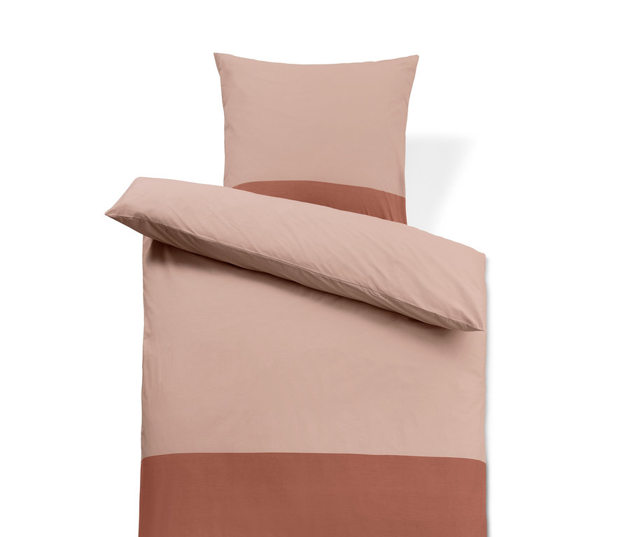 Parure de lit en coton de qualité supérieure, taille standard, avec une bande marron.