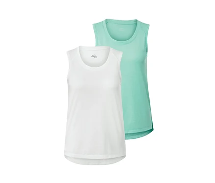 Deux tops de sport, menthe et blanc.