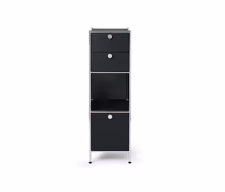 Commode étroite en métal « CN3 » avec deux tiroirs et 1 compartiment abattant.