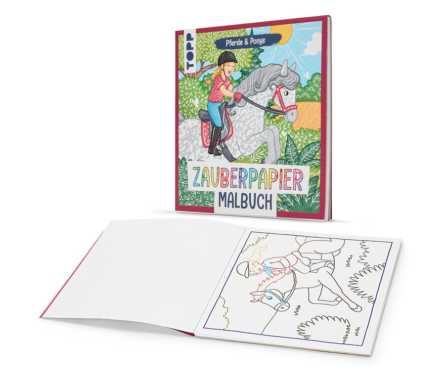 Illustration de deux livres avec des images de chevaux et de cavaliers.