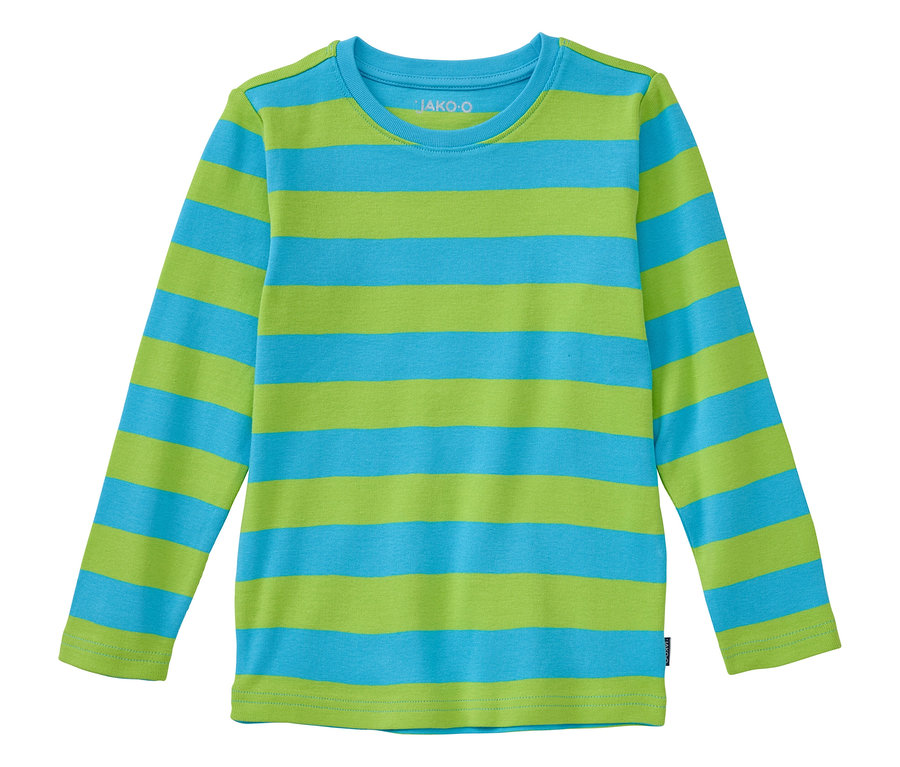 Le t-shirt à rayures JAKO-O est turquoise et vert.