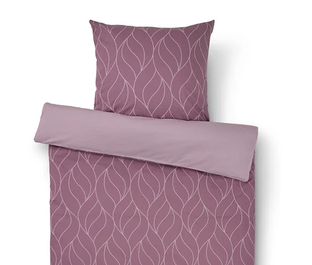 Ensemble de literie violet avec motif de feuilles, comprenant une housse de couette Renforcé de taille standard et une housse de couette Renforcé de taille supérieure.