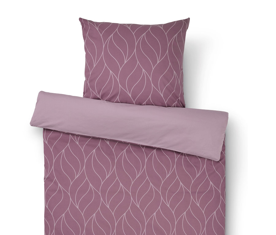 Ensemble de literie violet avec motif de feuilles, comprenant une housse de couette Renforcé de taille standard et une housse de couette Renforcé de taille supérieure.
