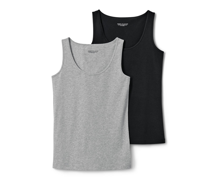 Deux tops, noir et gris chiné.