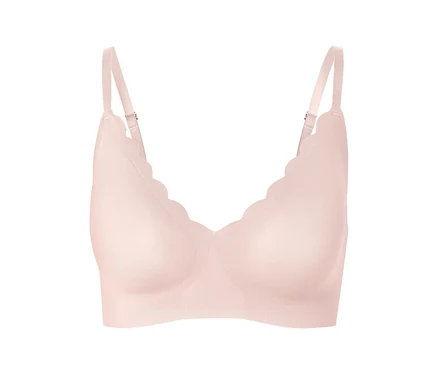 Soutien-gorge confort «bonded» rose avec bord festonné et fines bretelles.