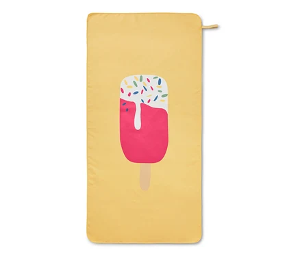 Serviette microfibre jaune pour enfants avec un motif de glace.