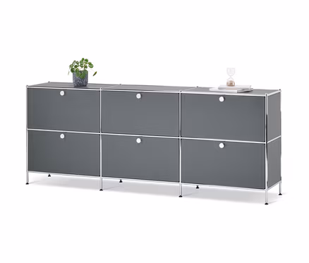 Buffet bas « CN3 » gris avec 6 abattants.