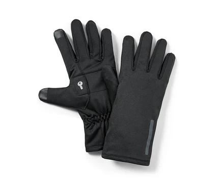 Deux gants de course noirs.