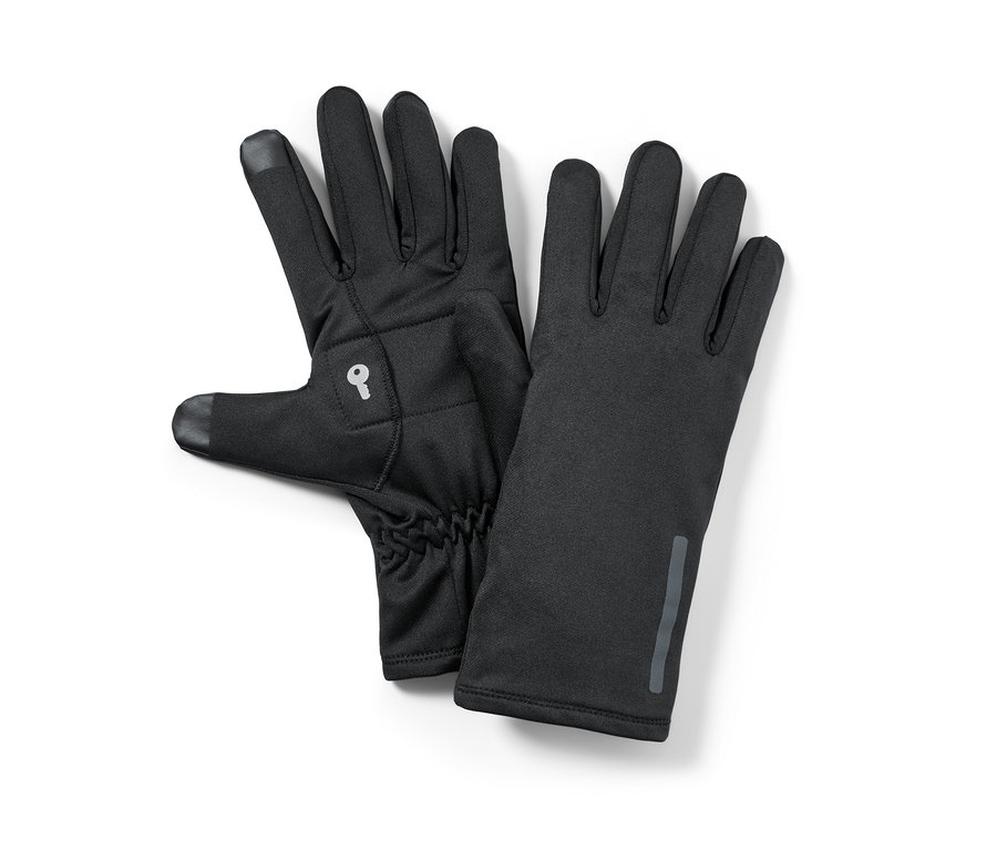 Deux gants de course noirs.