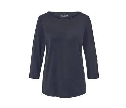 T-shirt fonctionnel bleu à manches 3/4.