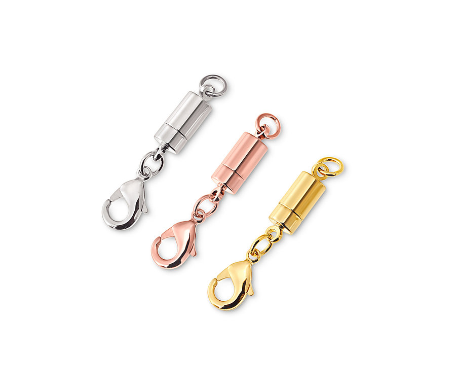 Lot de fermoirs magnétiques argentés, roses et dorés.
