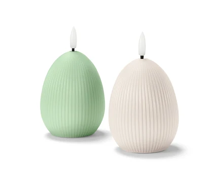 Deux bougies à LED en cire véritable en forme d'œuf.