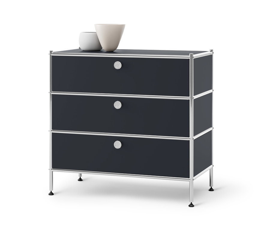 Commode en métal noire « CN3 » avec 3 tiroirs.